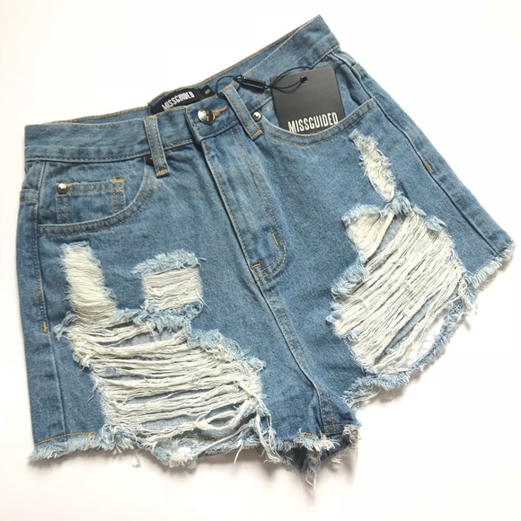 Missguided Pants - Missguided High waisted distressed shorts